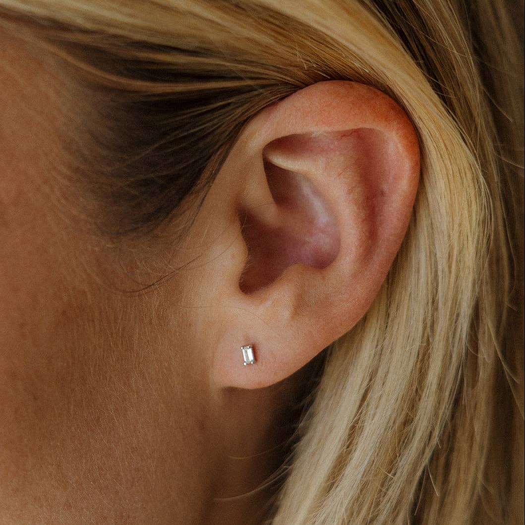 Dara Clear CZ Baguette Earrings - Proper