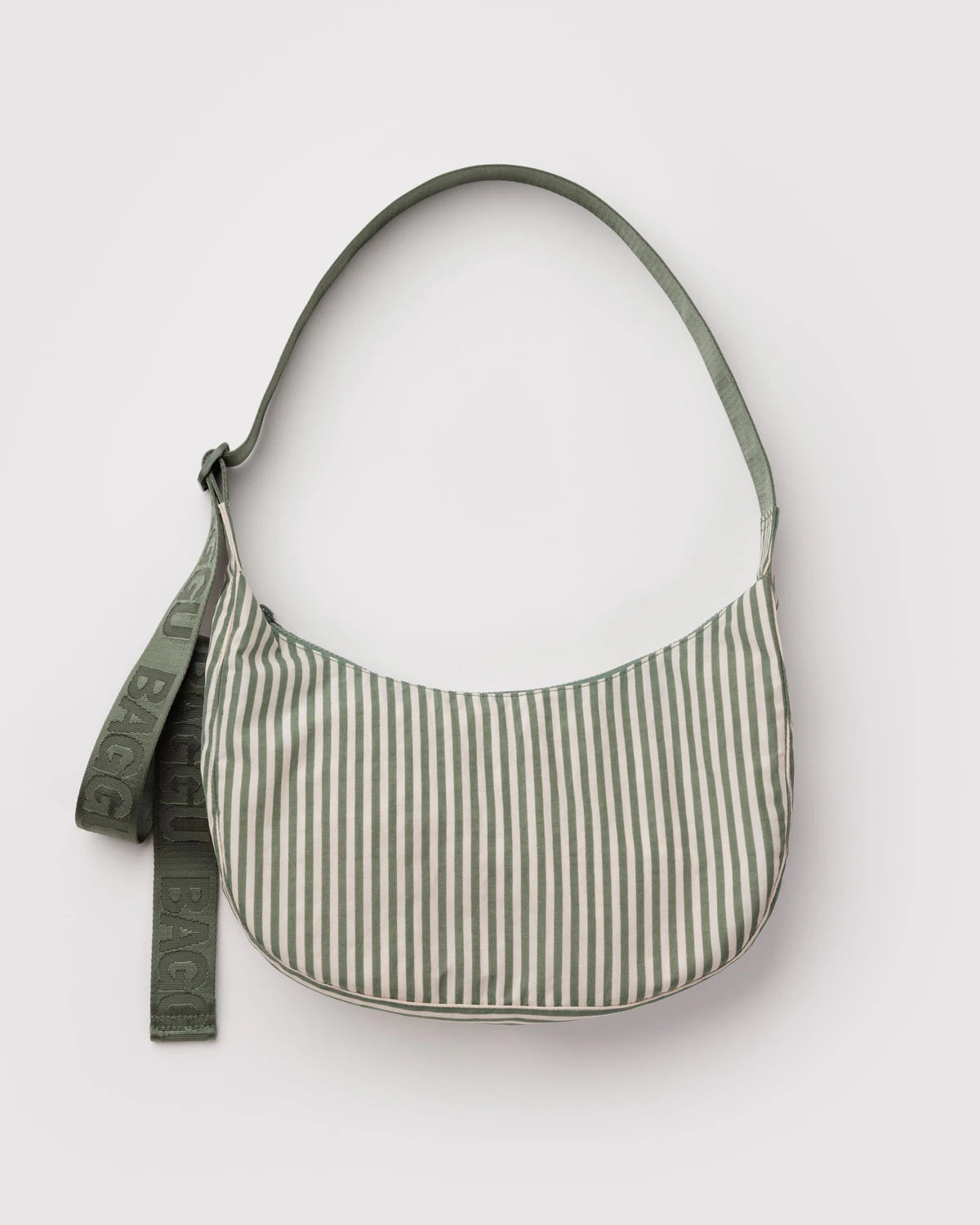 Baggu Medium Nylon Crescent Bag - Sage Stripe - Proper