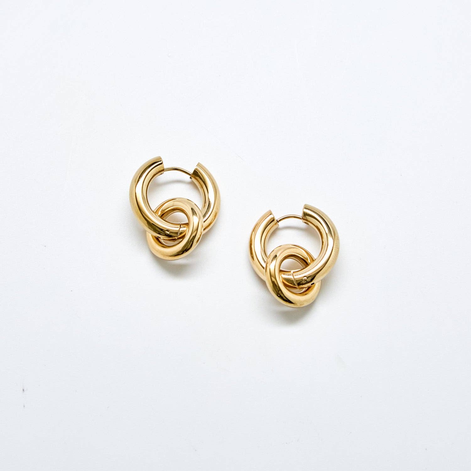 Gold Interlocking Hoop Earrings - Proper