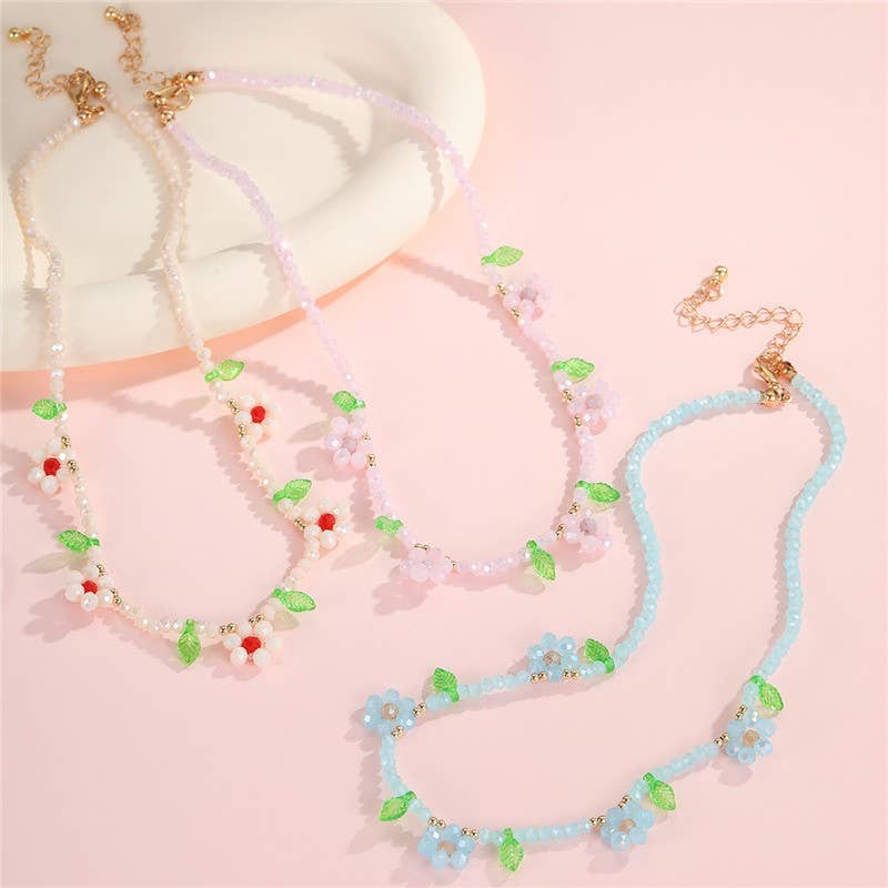 Beaded Flower Chain Necklace