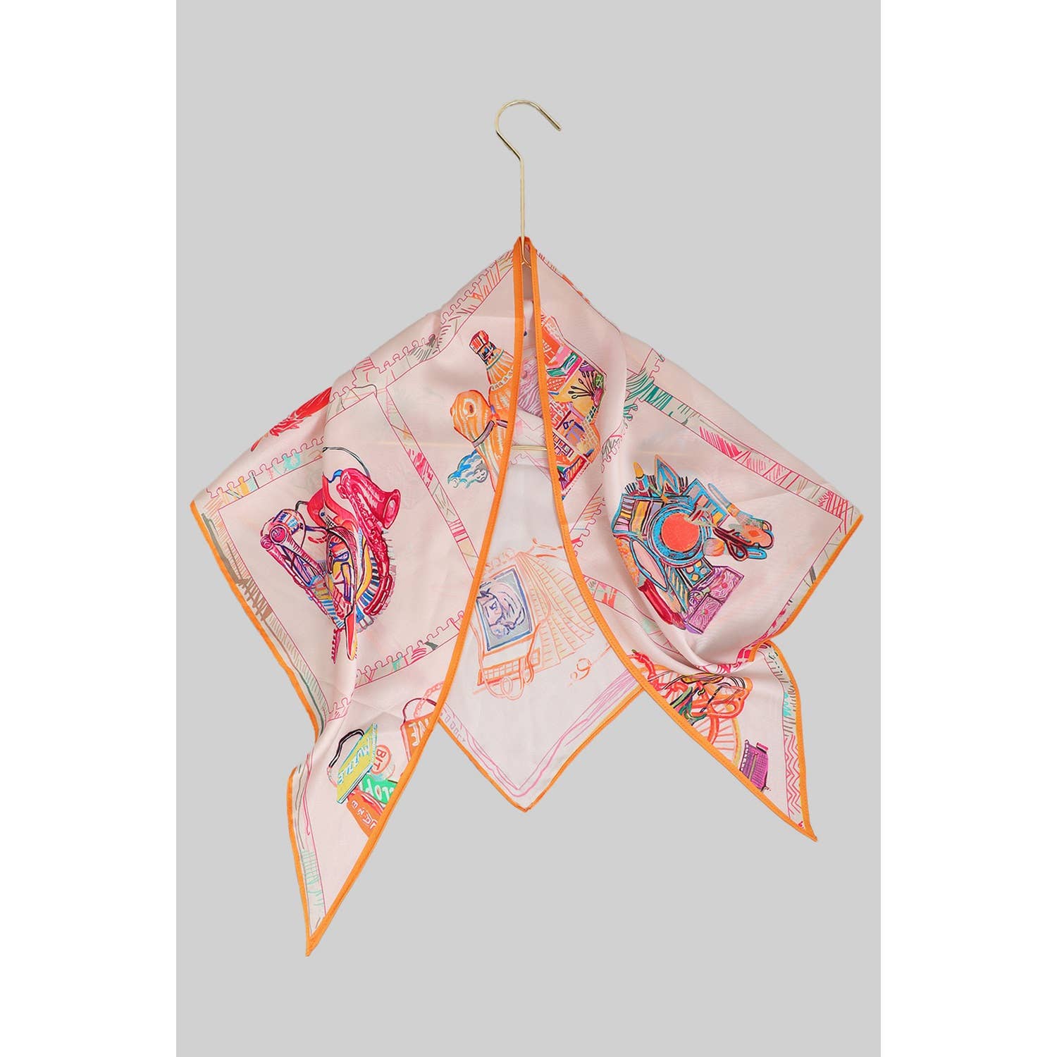 INSTRUMENTS AND FRUIT PRINT TRIANGLE SCARF - Proper