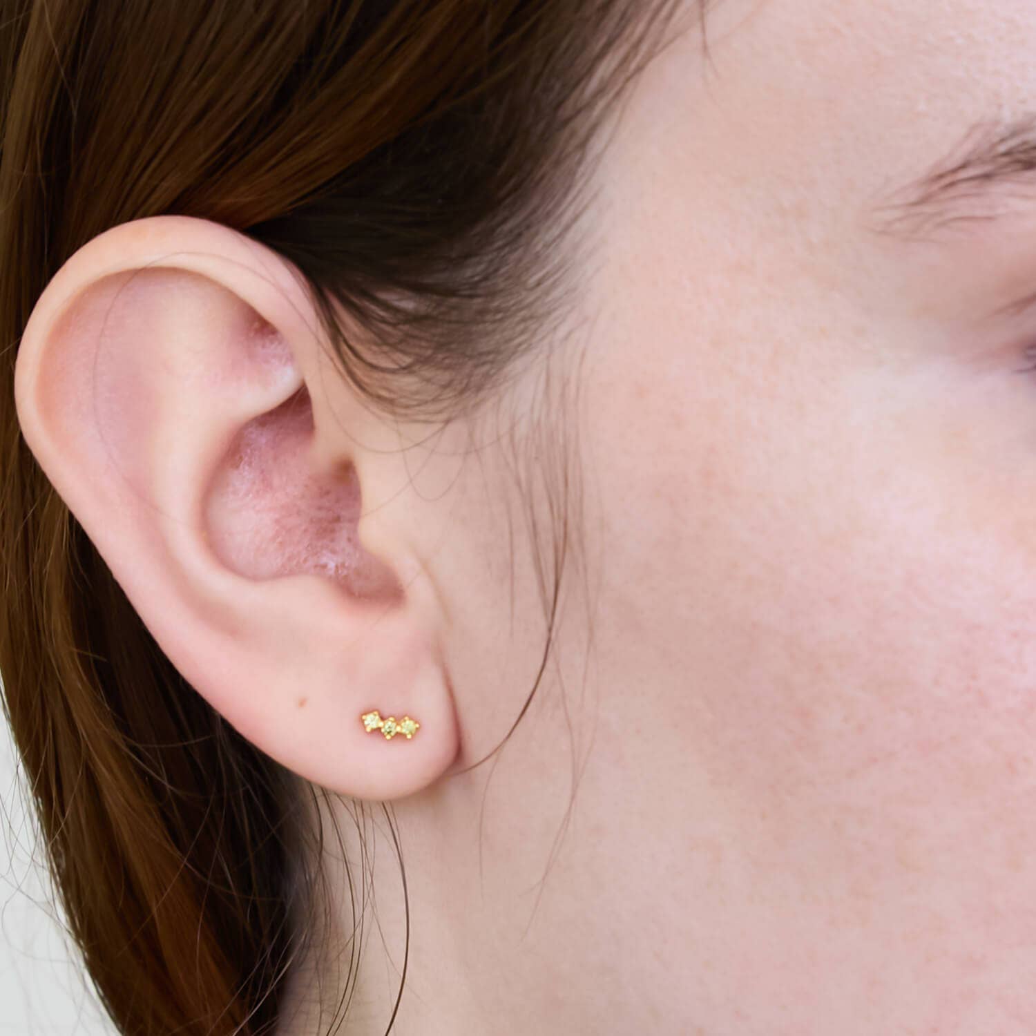 Green Olive Gold Bar Earrings - Proper