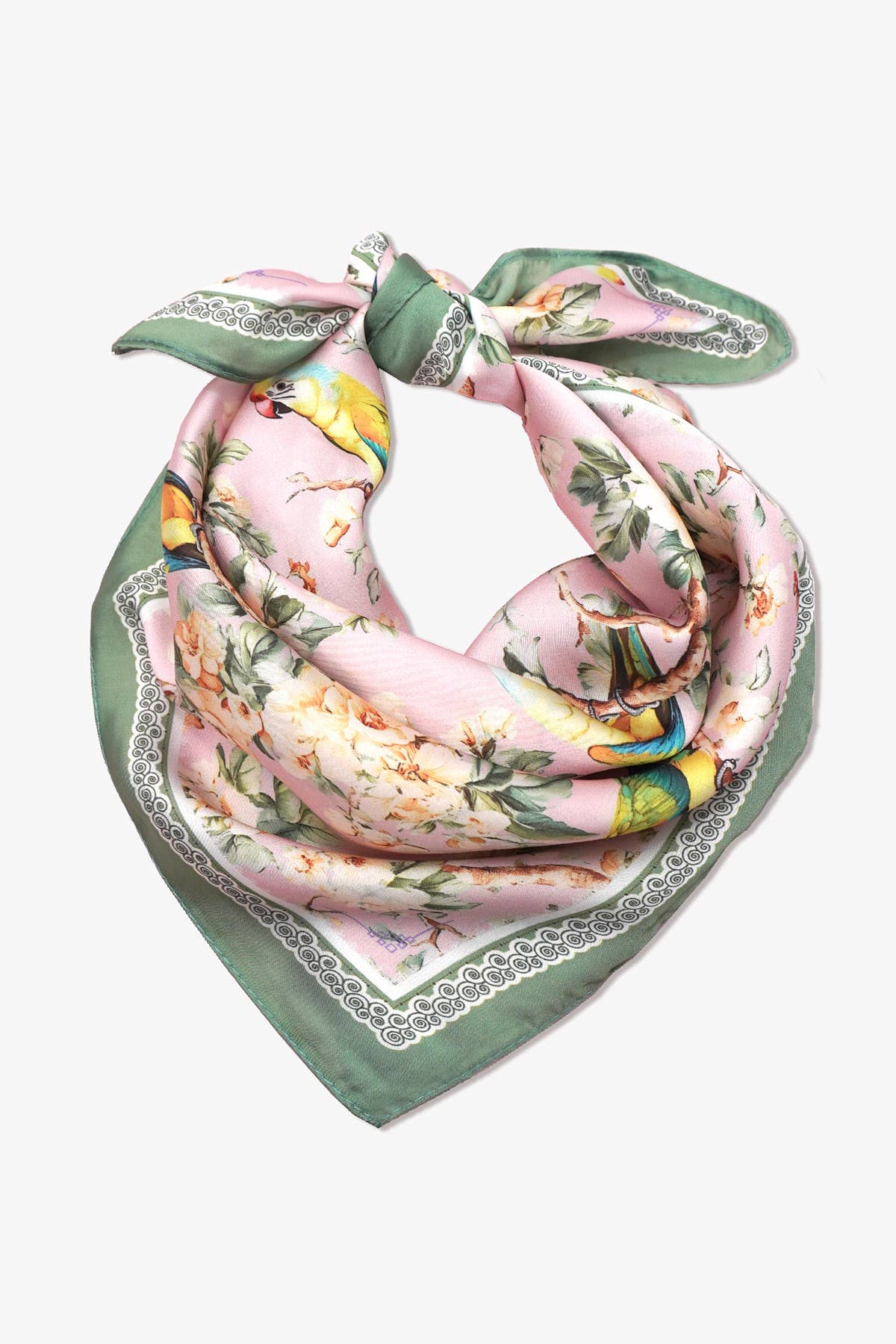 FLORAL BIRD PRINT SILKY FEEL BANDANA SCARF | 40SC641 - Proper
