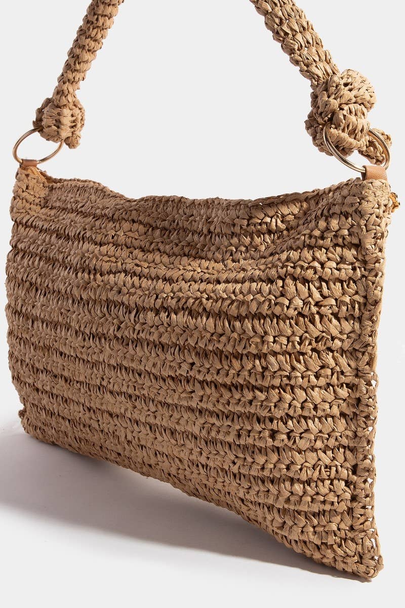 Braided Handle Rectangular Straw Hand Bag - Proper