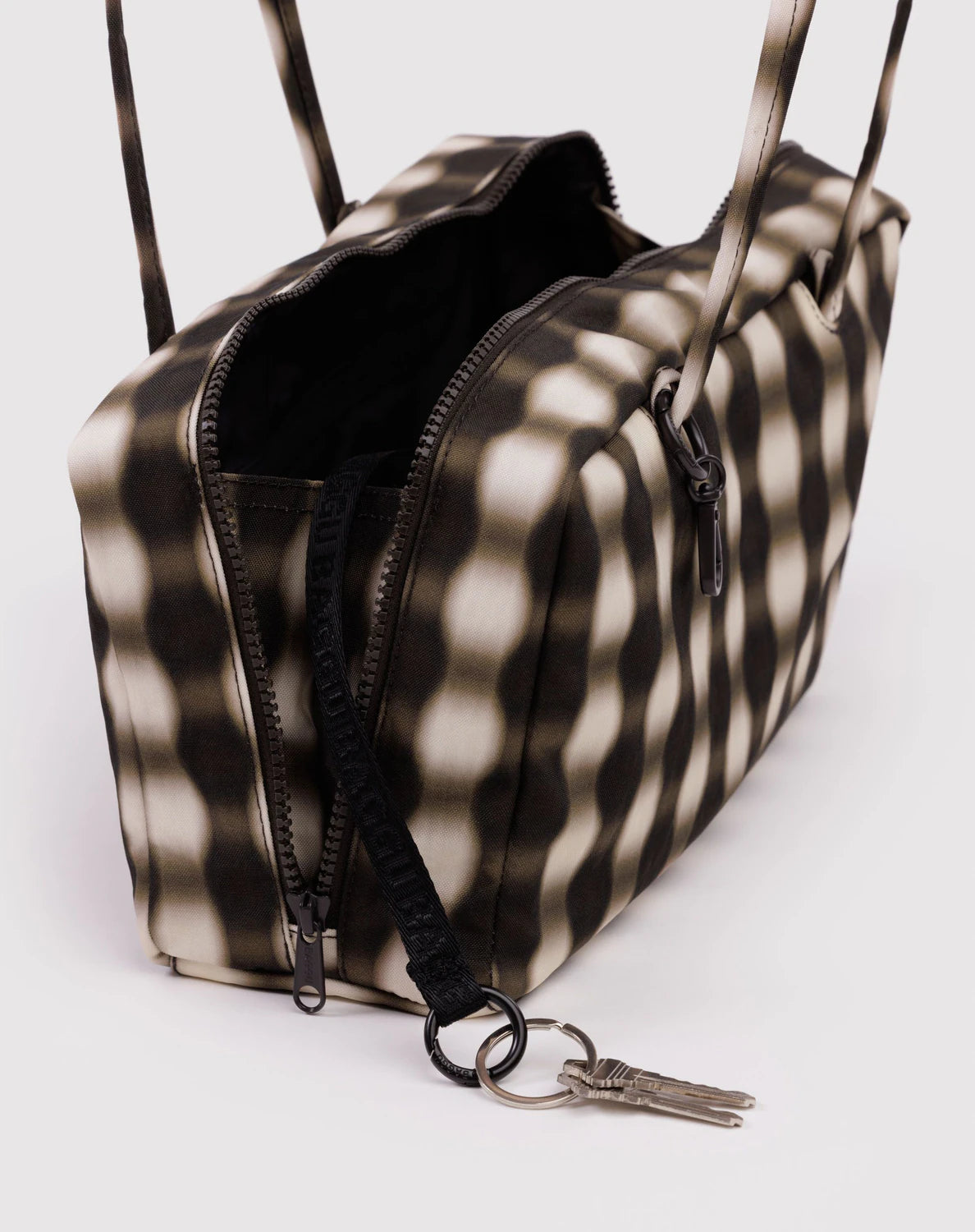 Baggu Nylon Bowler Bag - Blurred Gingham Brown - Proper