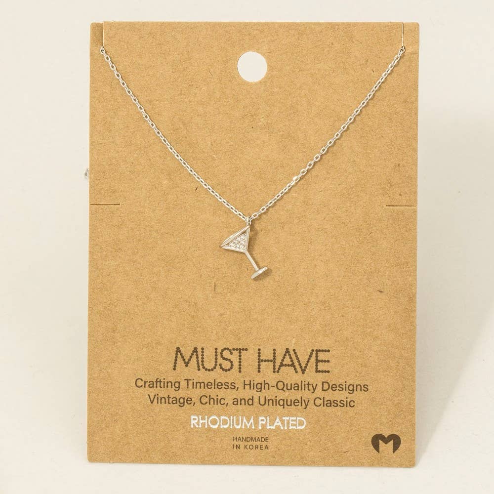 Gold Dipped Cz Martini Pendant Necklace - Proper