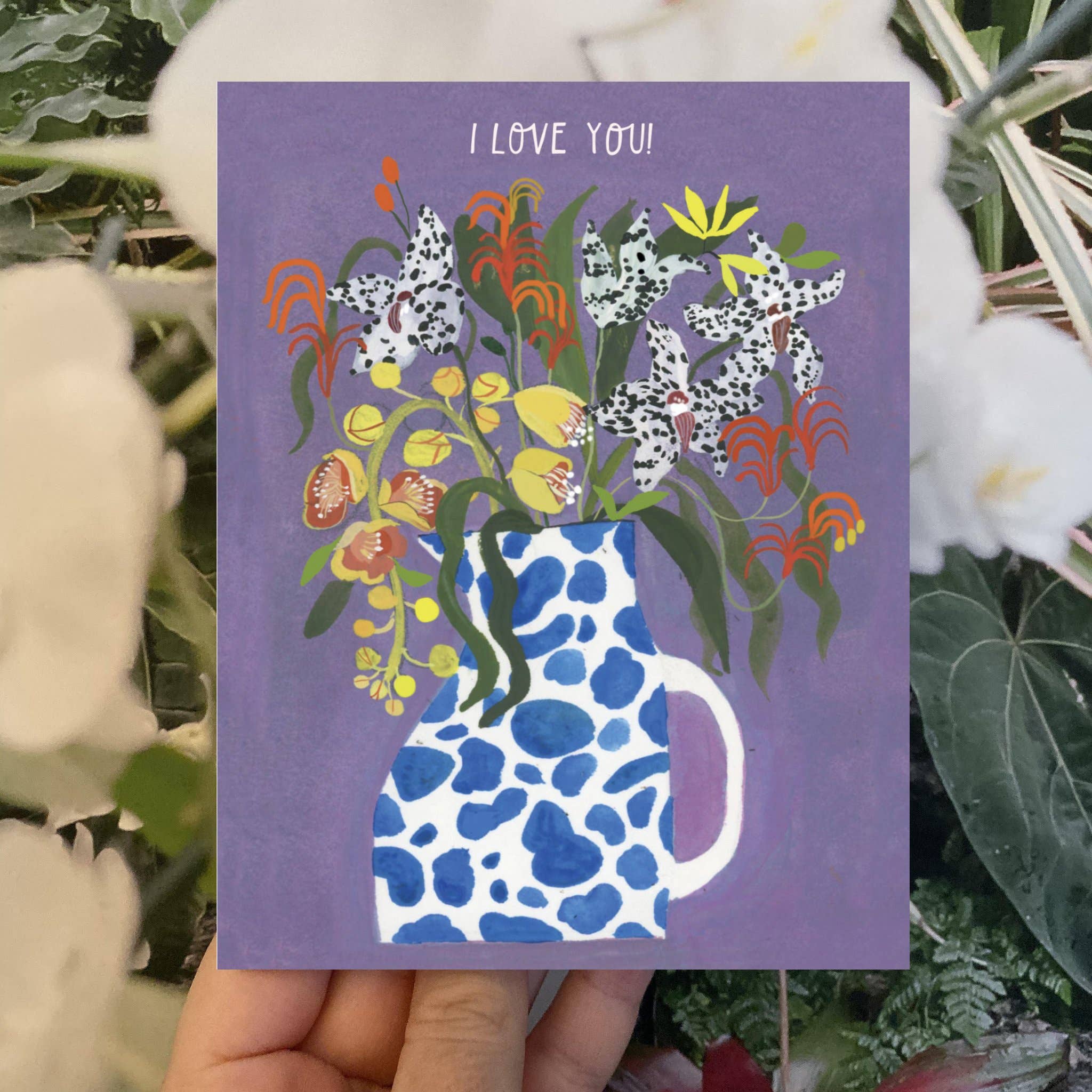 I Love You Cow Lily Greeting Card - Proper