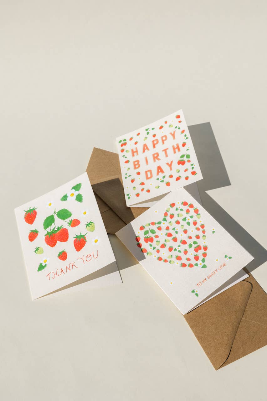 Strawberries Birthday Card - Proper