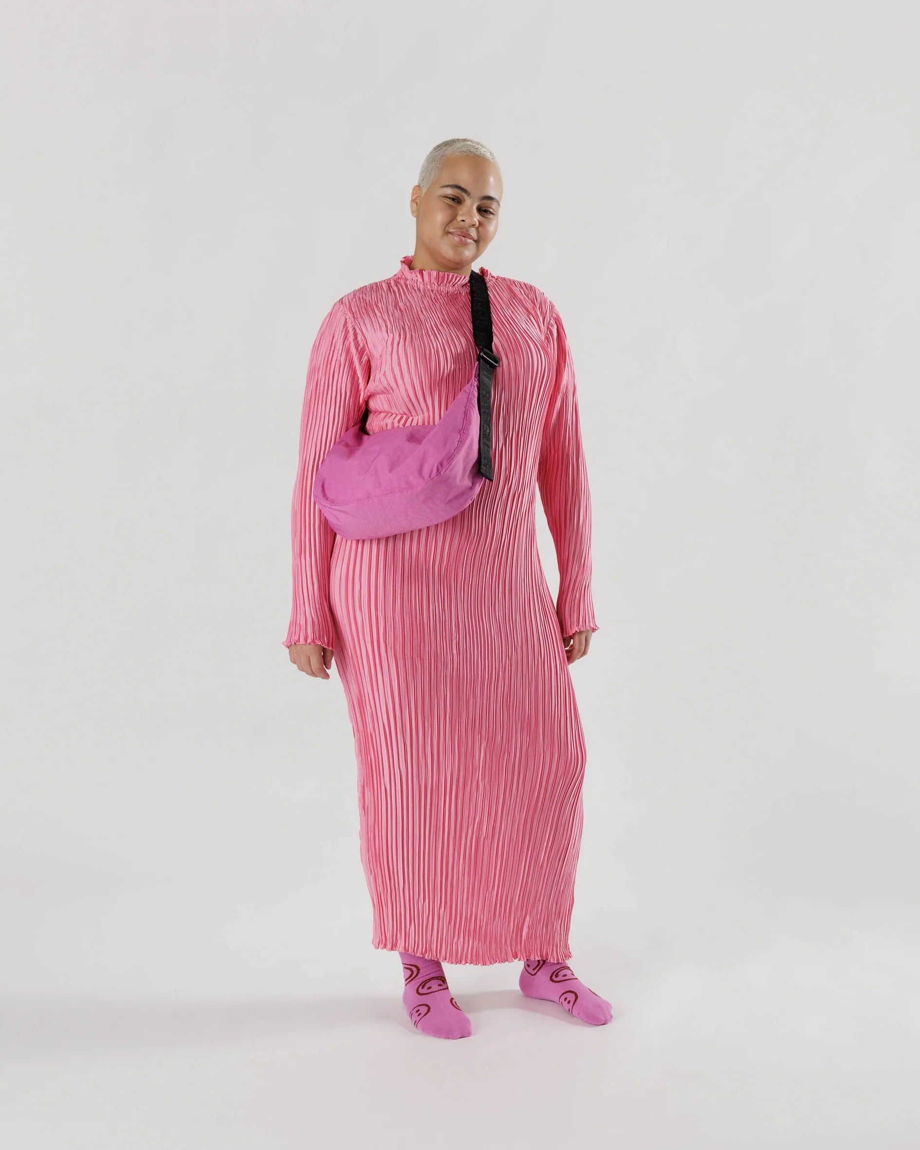 Extra Pink Baggu Medium Nylon Crescent Bag - Proper