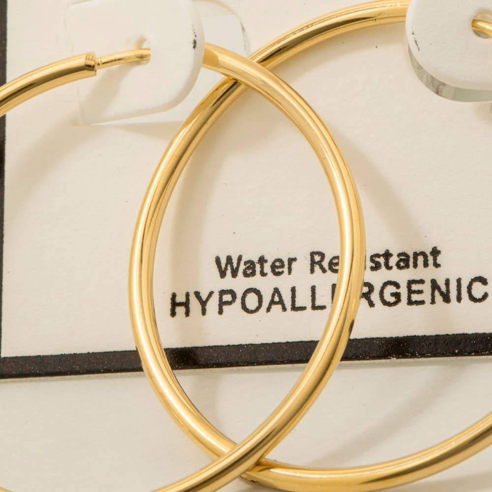 Secret Box Stainless Steel Large Thin Hinge Hoop Earrings - Proper