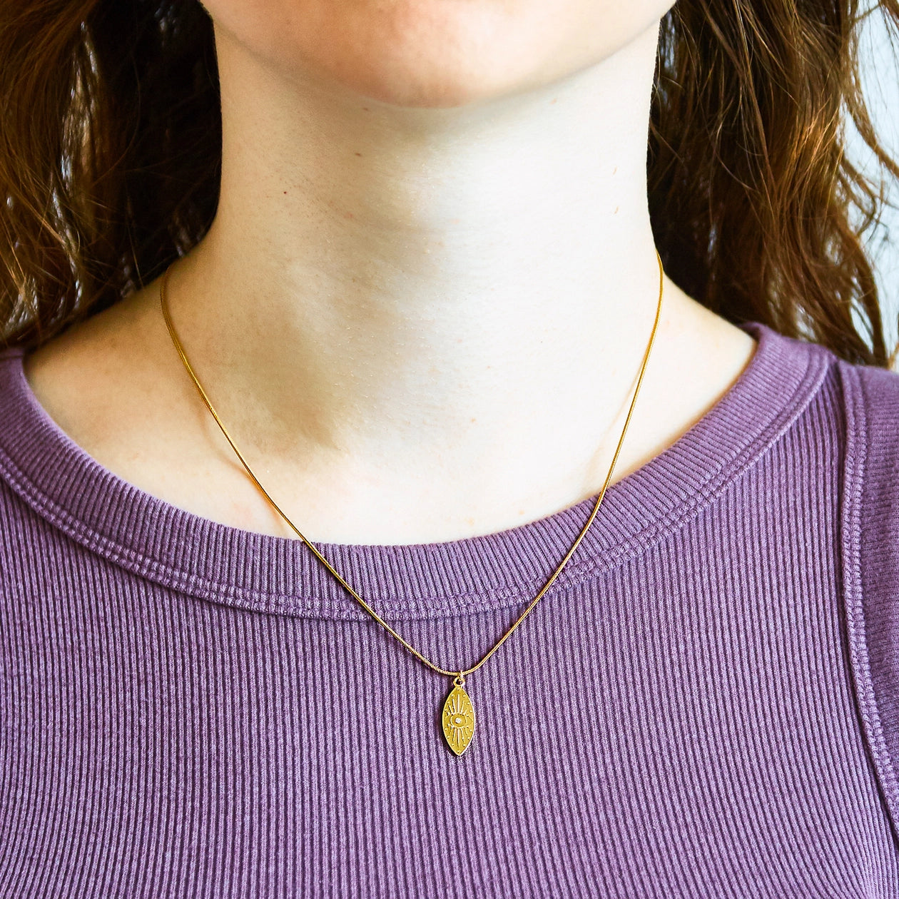 Gold Oval Evil Eye Necklace - Proper