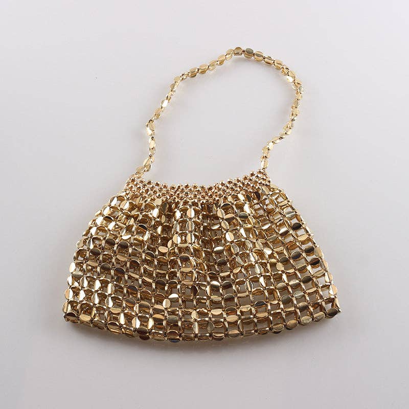 Simple Hollow Out Handmade Beaded Handbag 8AC6BBG53 - Proper