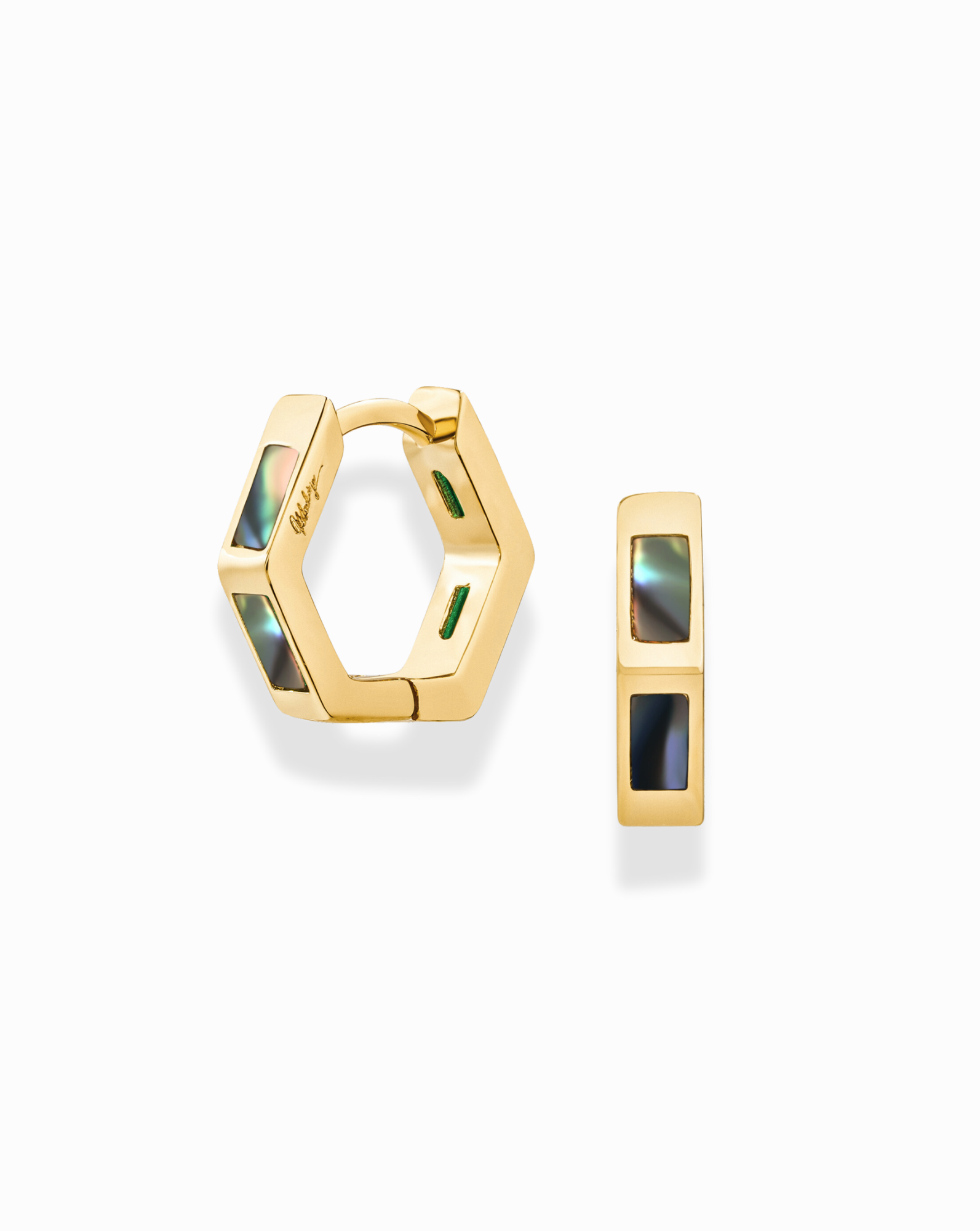 Ari Inlay Hexagon Huggies - Proper
