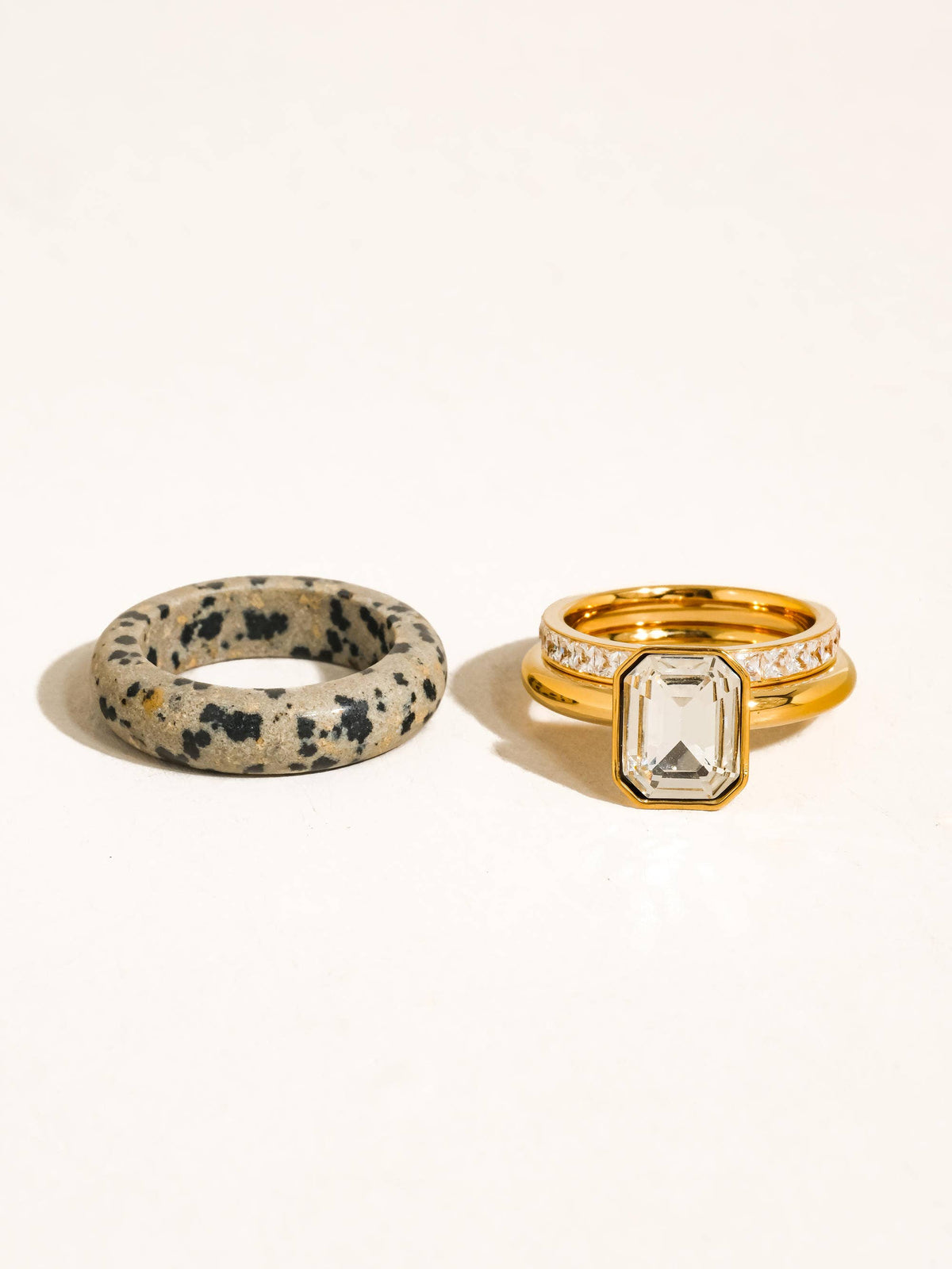 Dalmatian Stone Mixed Ring Set