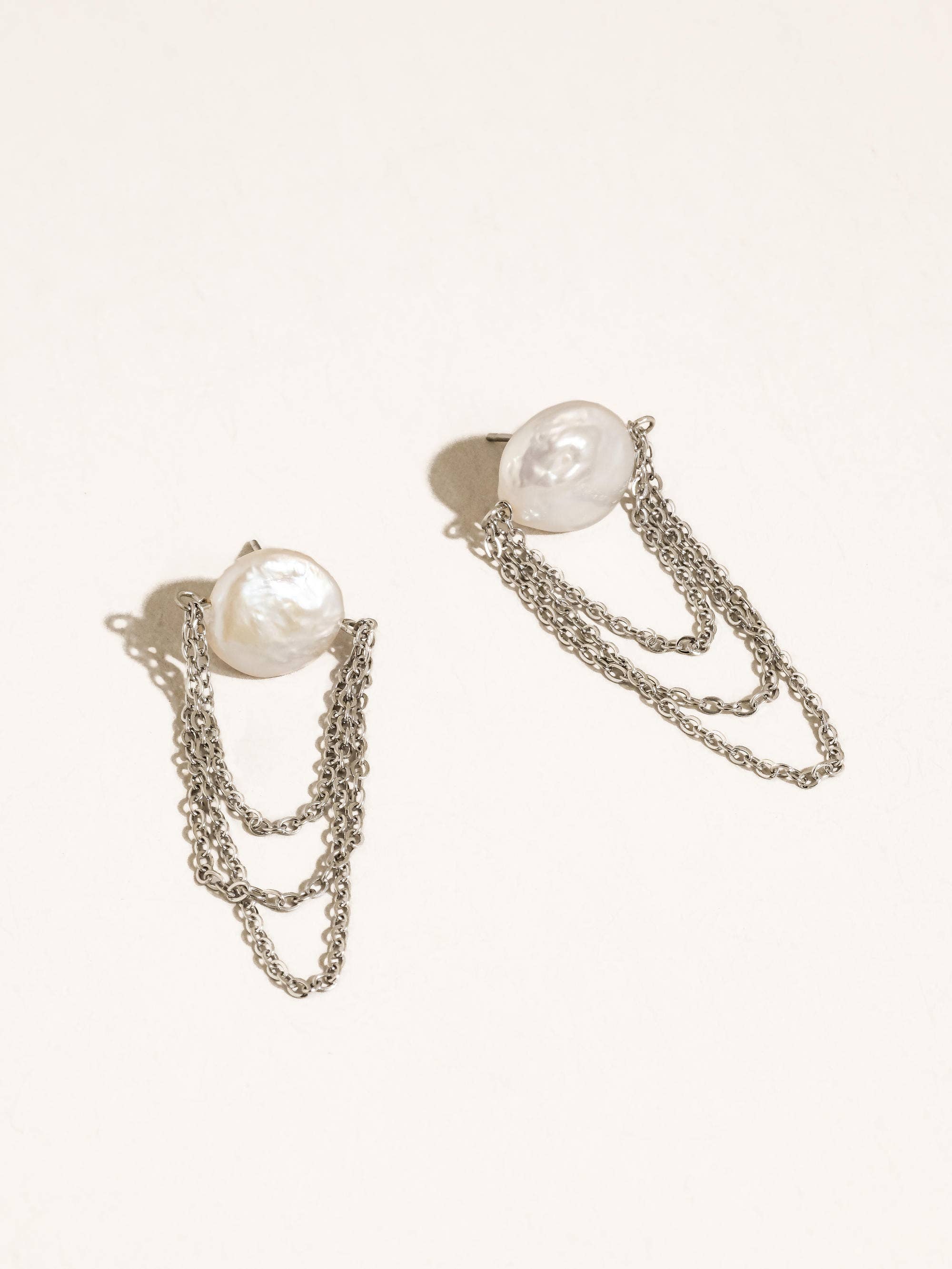 Shynelle 18K Gold Non-Tarnish Baroque Pearl Chain Earrings - Proper
