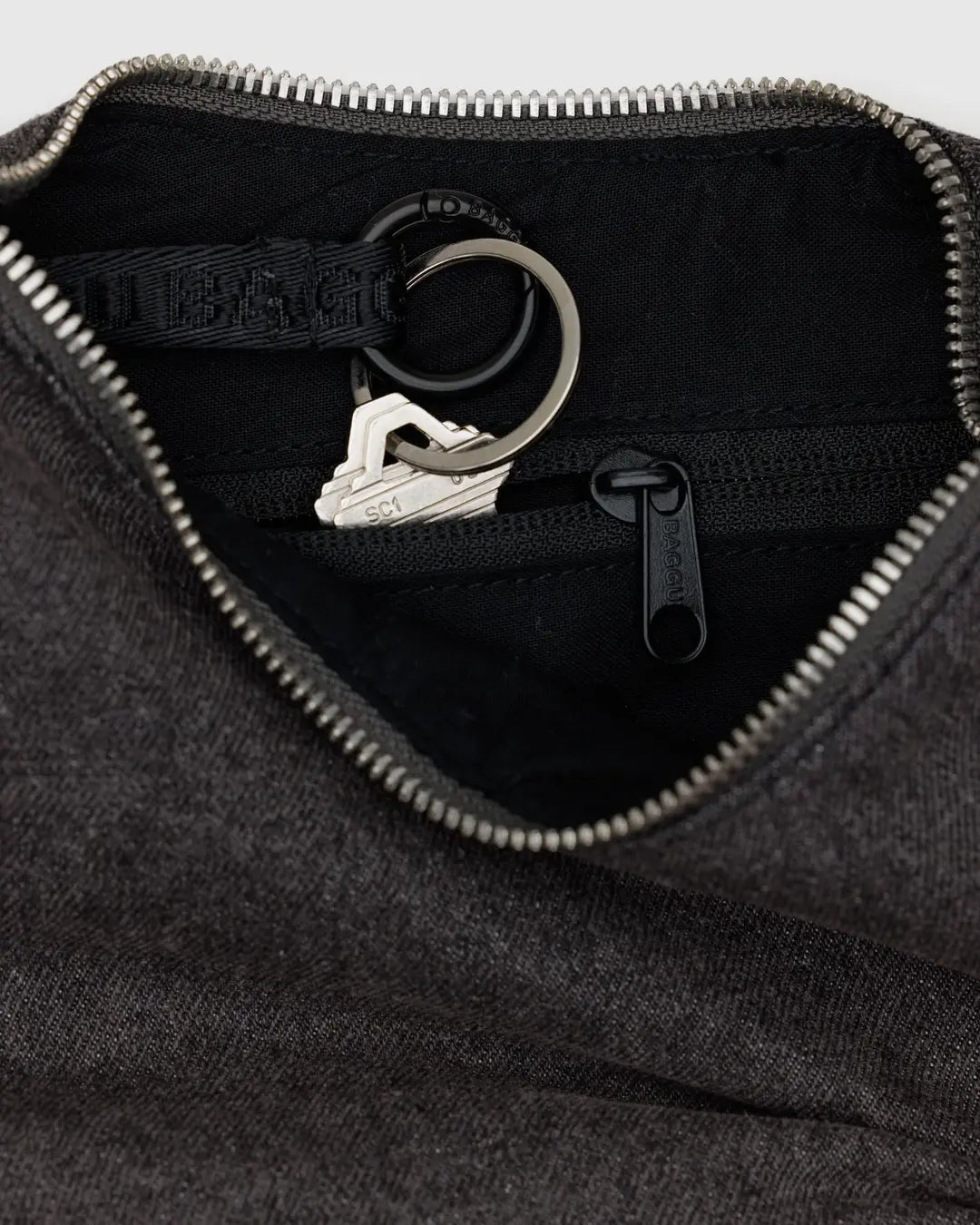 Baggu Small Nylon Crescent Bag - Washed Black Denim - Proper