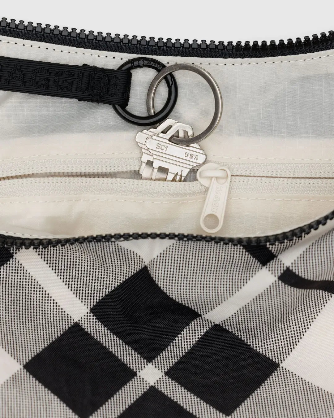 Baggu Medium Nylon Crescent Bag - Mixed Plaid - Proper