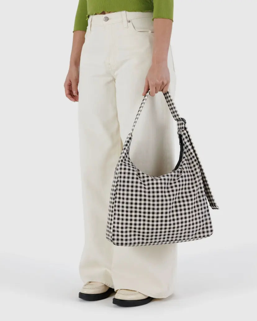 Baggu Nylon Shoulder Bag - Black & White Gingham