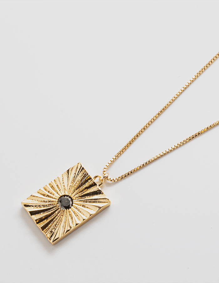 Black Pave Medallion Necklace - Proper