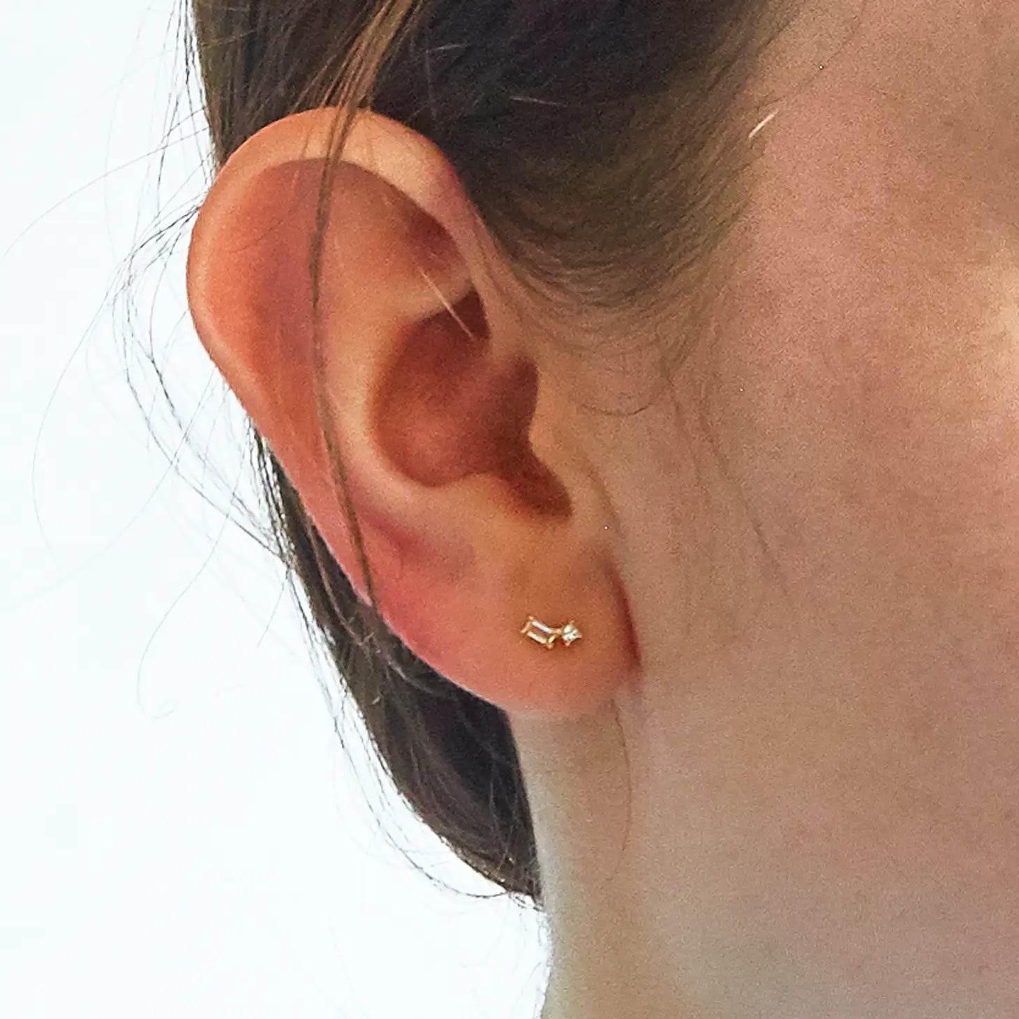 White Geo Baguette Gold Studs - Proper