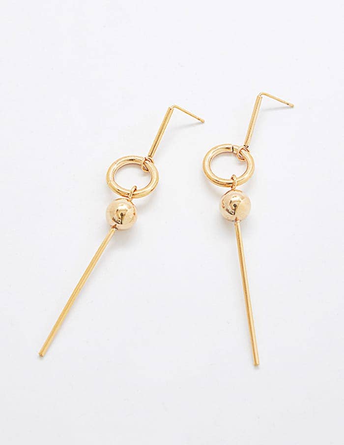 Gold Geometric Circle Drop Earrings - Proper