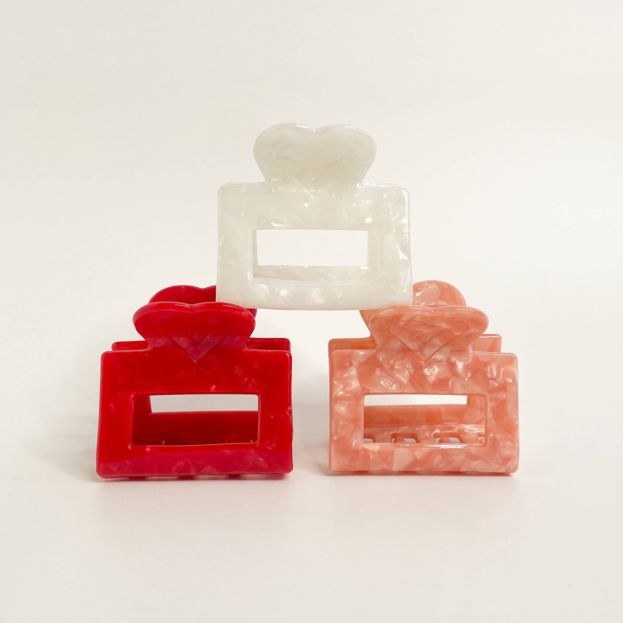 Heart Shape Marbled Square Claw Clip - Proper