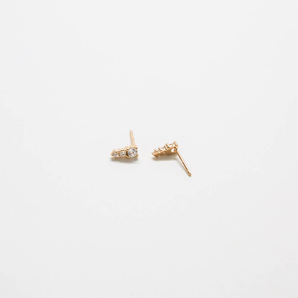 Tiny CZ Drop Bar Stud Earrings - Proper