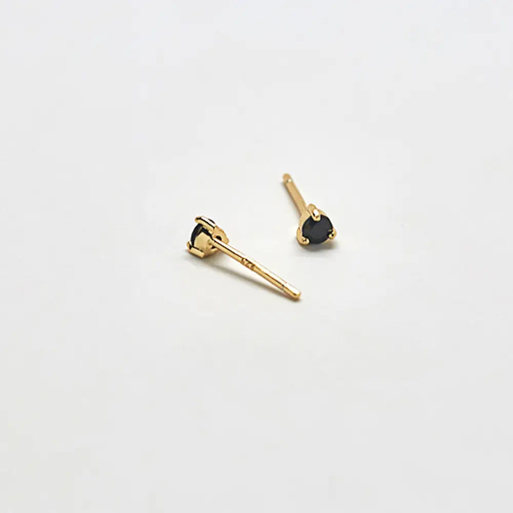 Black CZ Round Stud Earrings - Proper