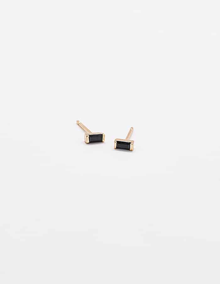 Mini Black Baguette Studs - Proper