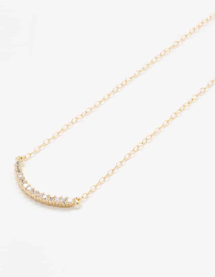 Gold Pave Curved Bar Necklace - Proper