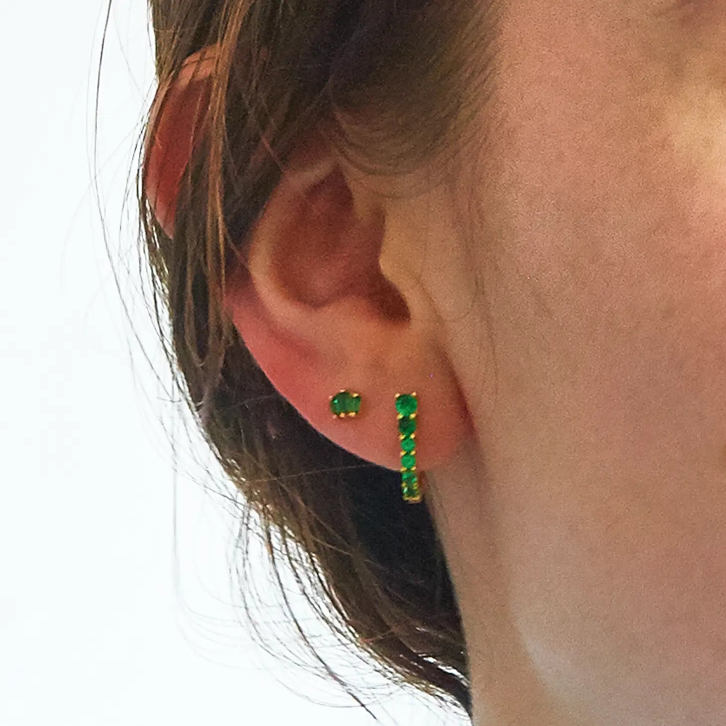 Green CZ Huggie Hoop Earrings - Proper