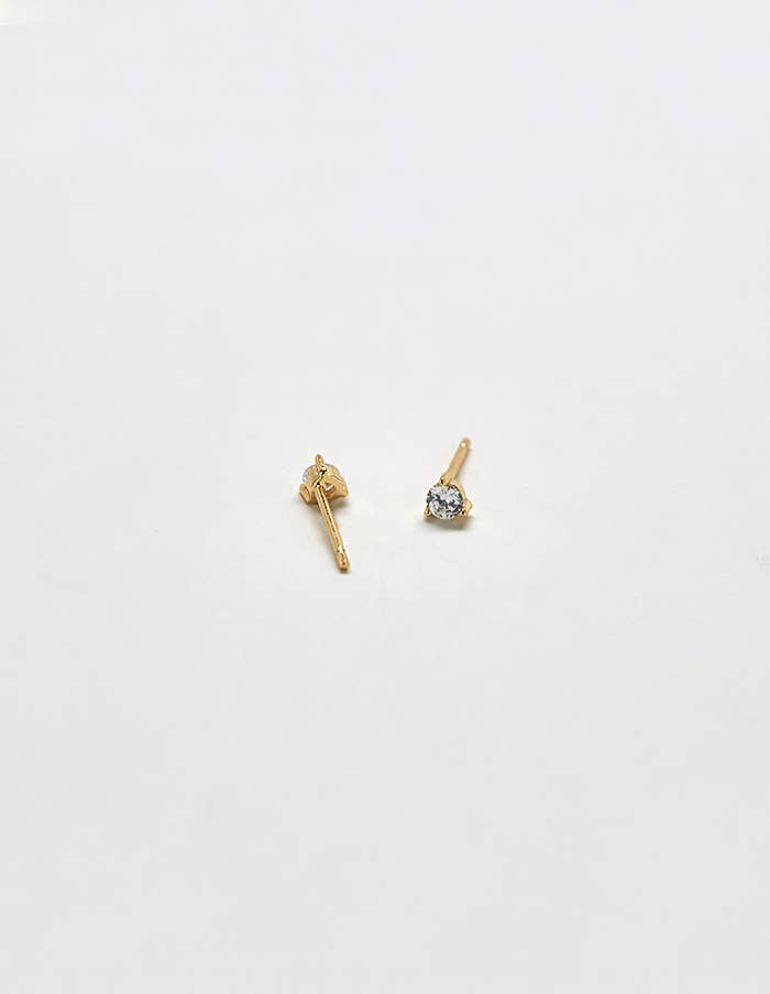 White CZ Round Stud Earrings - Proper