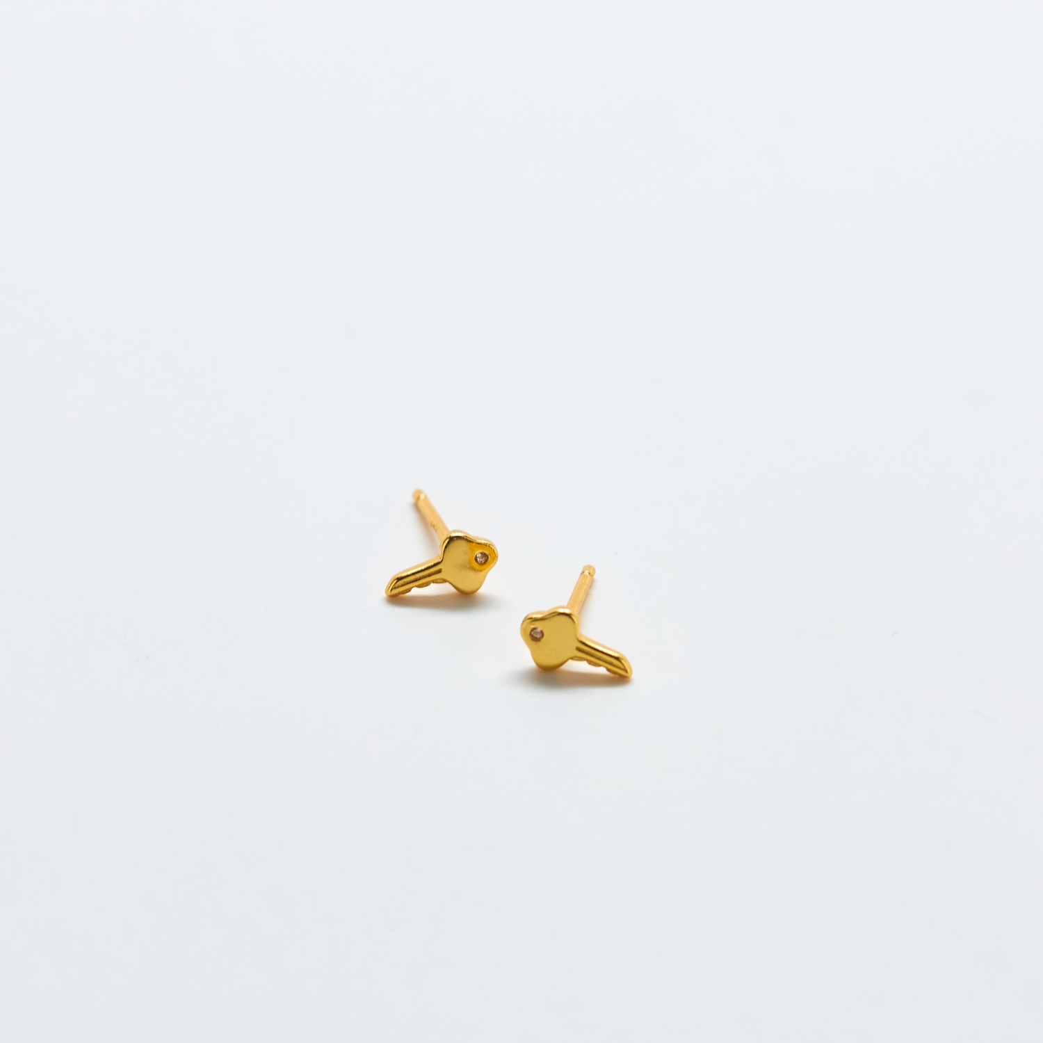 Gold Pavé Key Stud Earrings - Proper