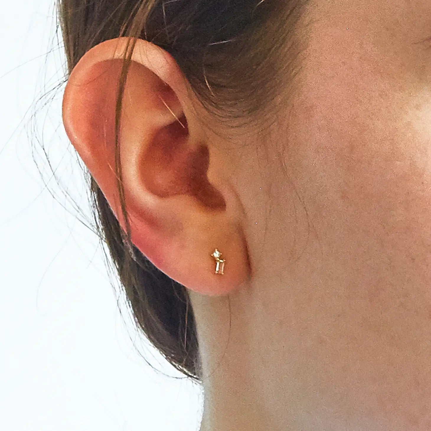 White Geo Baguette Gold Studs - Proper