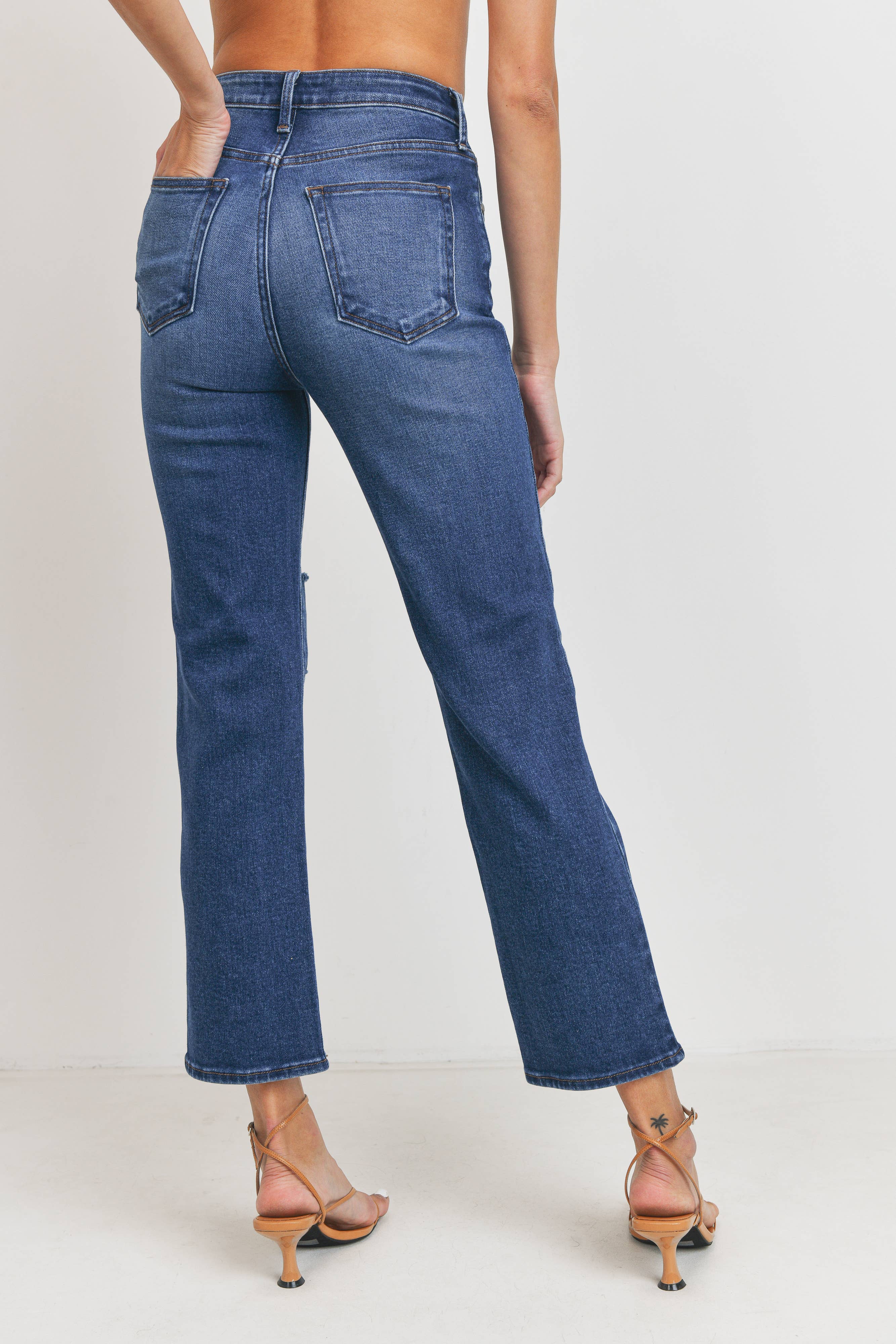 Straight Leg Knee Slit Jeans - Proper