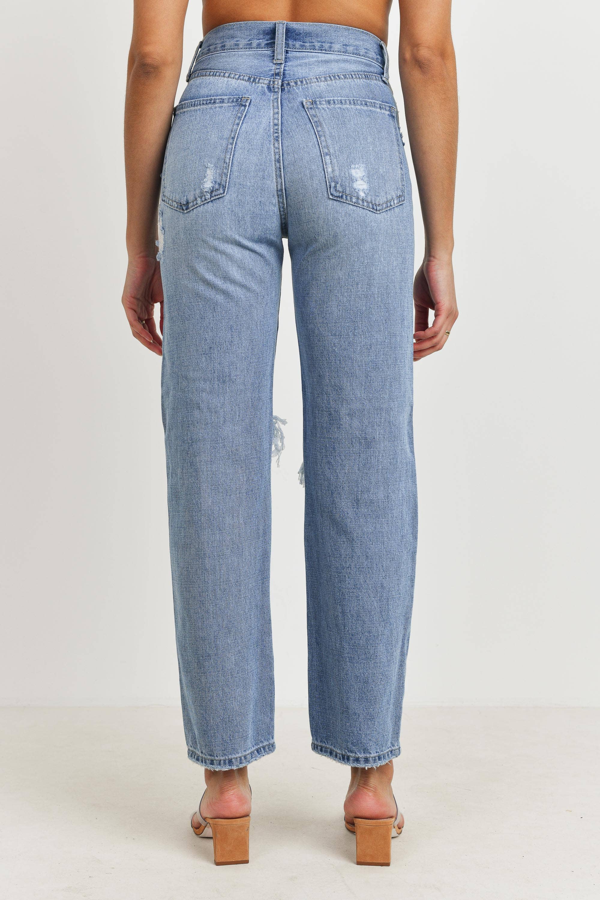 High Rise Distressed Dad Jean - Proper
