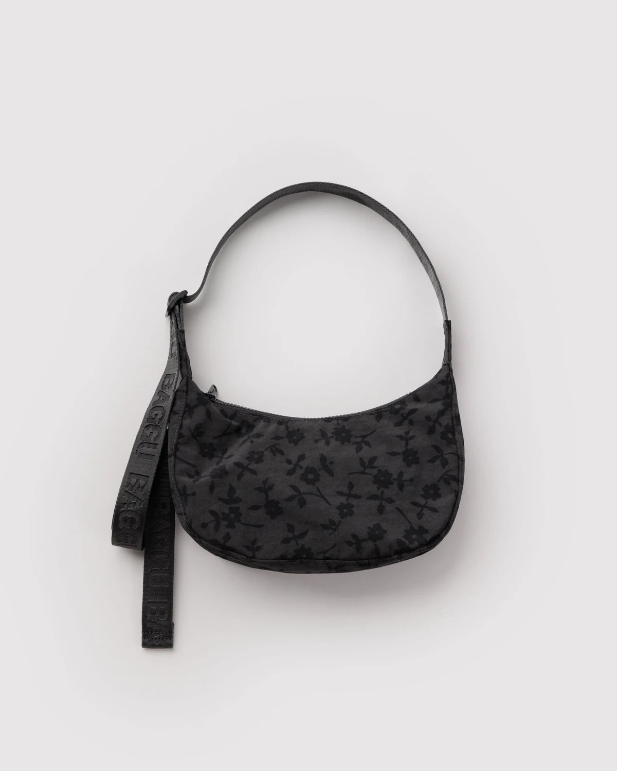 Baggu Small Nylon Crescent Bag -  Charcoal Ditsy Floral