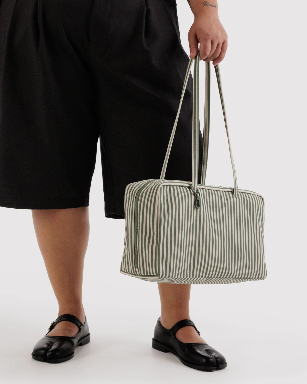 Medium Nylon Bowler Bag - Sage Stripe - Proper