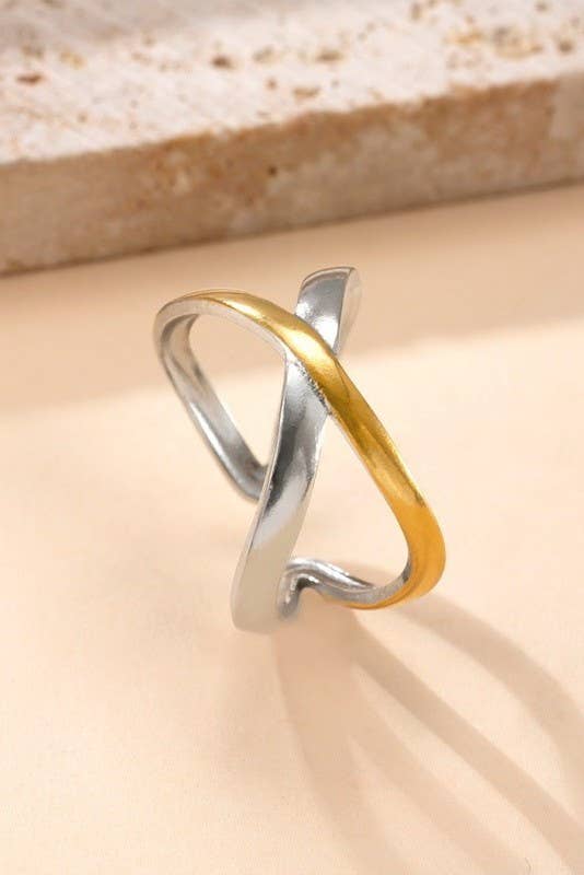 18K STAINLESS STEEL TARNISH FREE TWO TONE RING | 40R107 - Proper