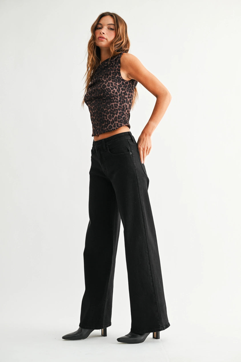 Black Full Length Straight Jeans