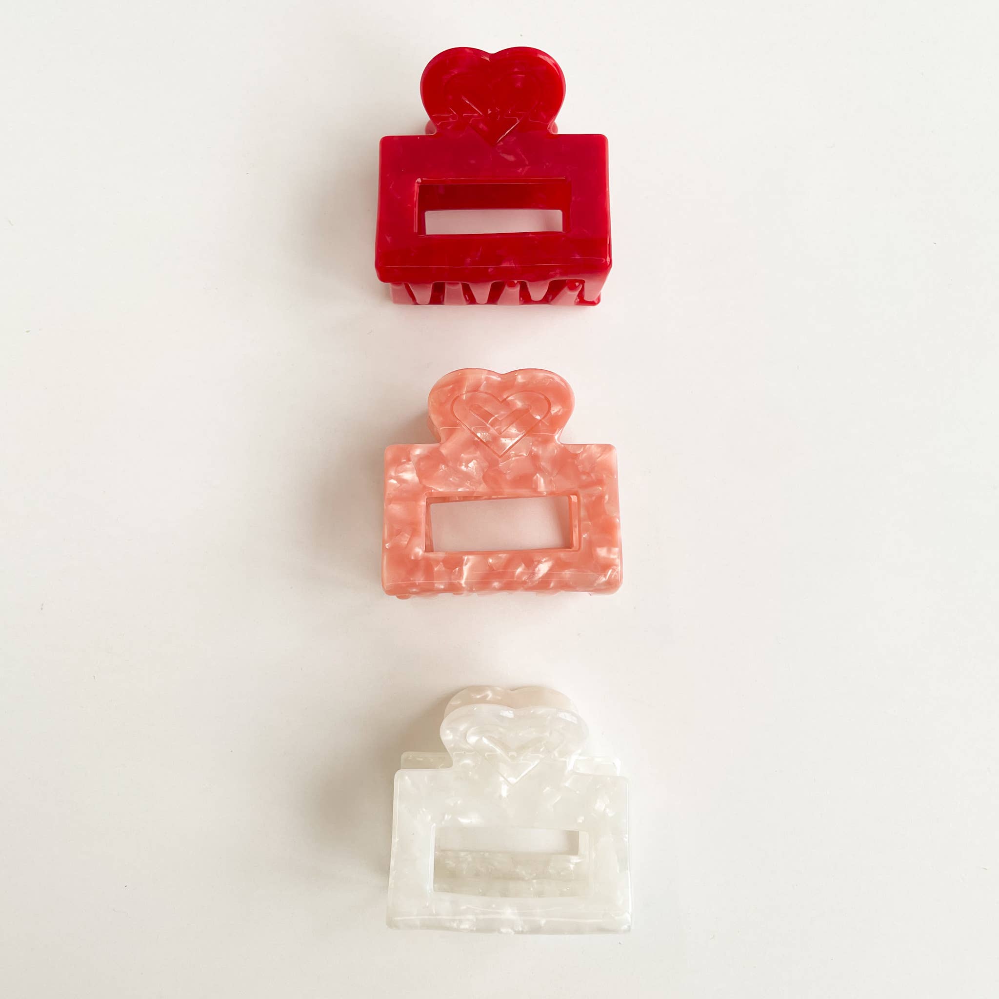 Heart Shape Marbled Square Claw Clip - Proper