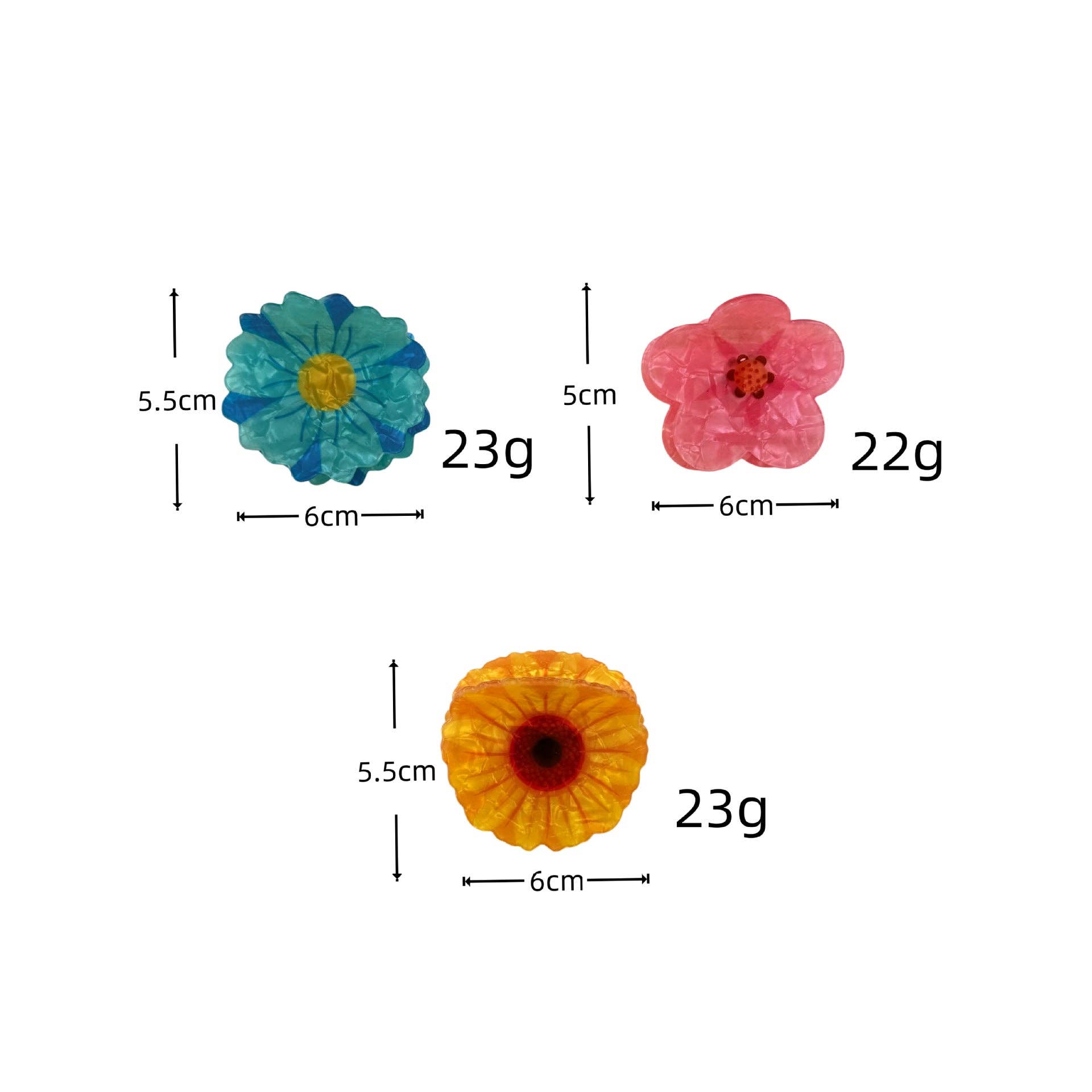Fresh Flower Non-Slip Acetate Hair Claws 8AS6HCP27 - Proper
