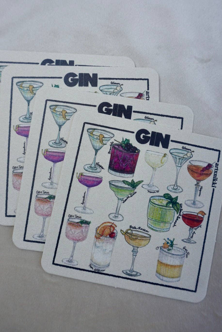 Classic Gin Cocktail Coaster Set of 4 - Proper