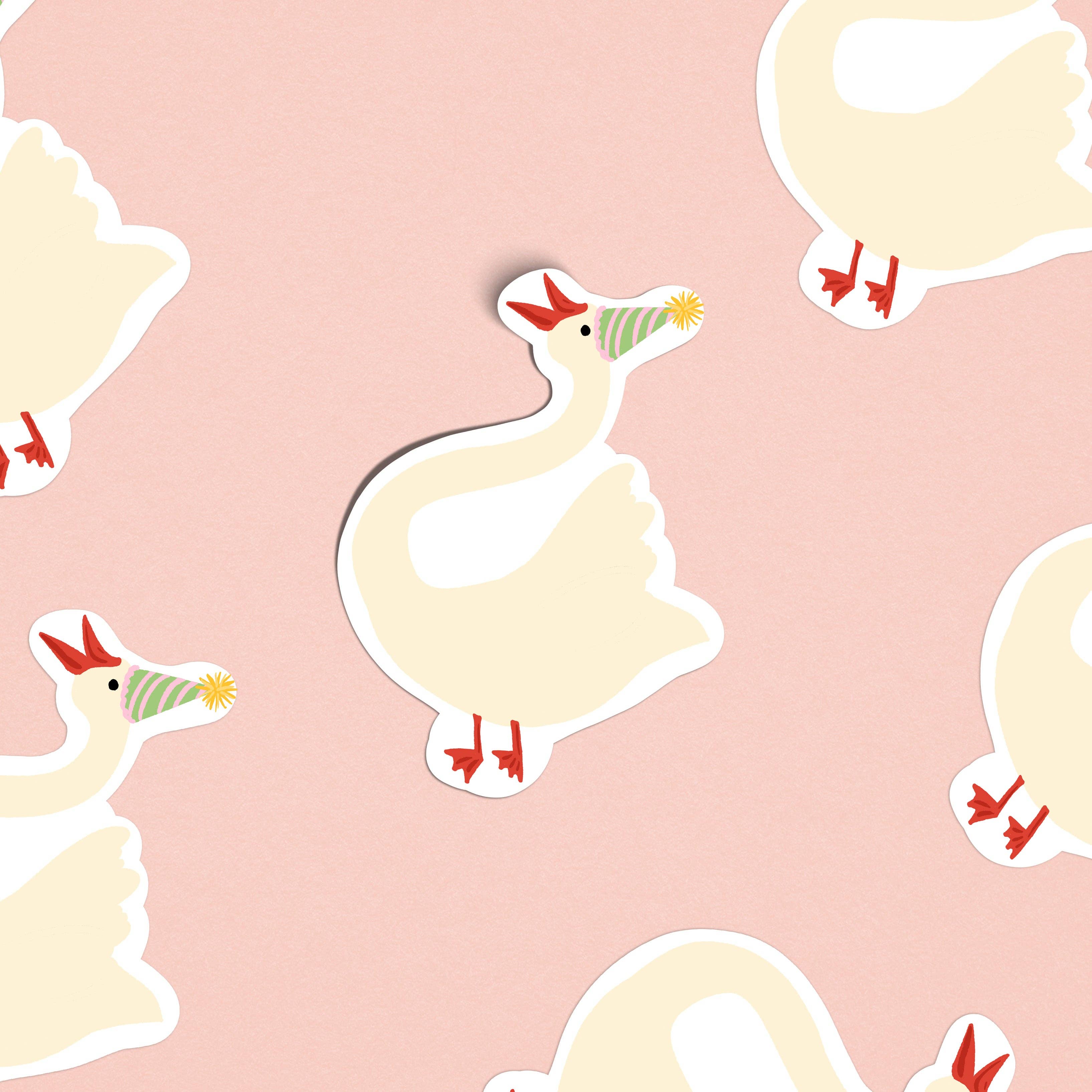 Silly Goose Party Hat Sticker - Proper