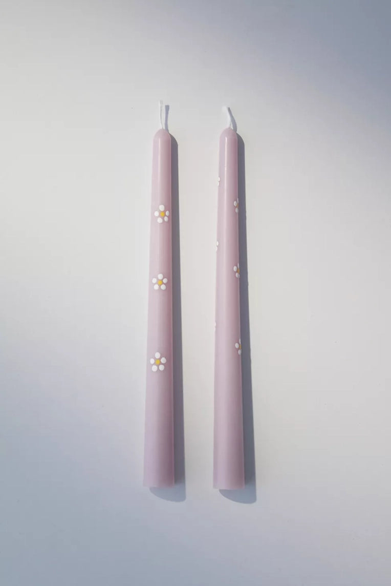 Hand-Painted Flower Taper Candles - Proper