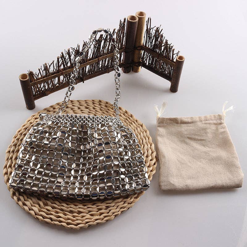Simple Hollow Out Handmade Beaded Handbag 8AC6BBG53 - Proper