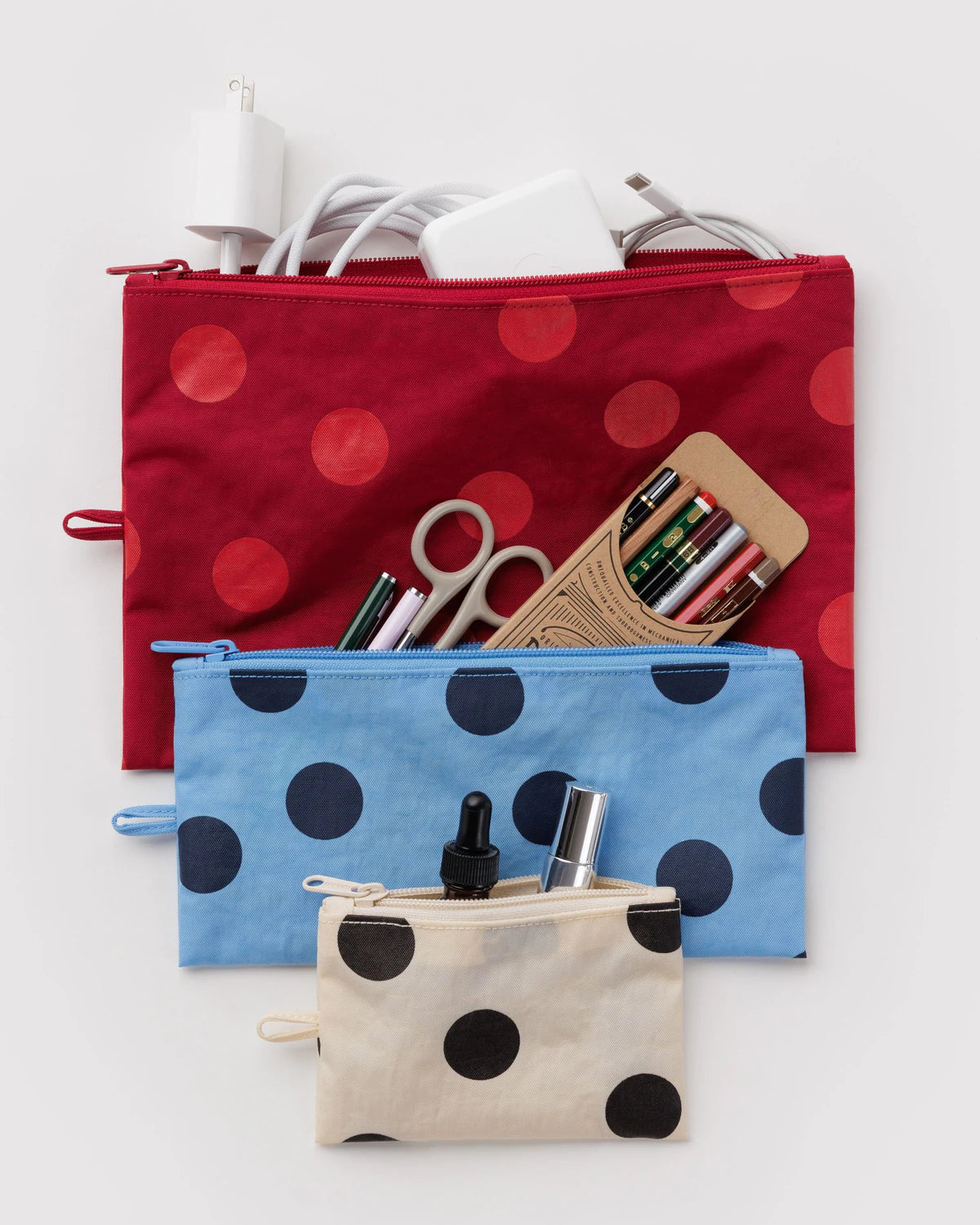 Baggu Flat Pouch Set - Polka Dot Mix