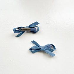 Mini Denim Bow Clips - Proper