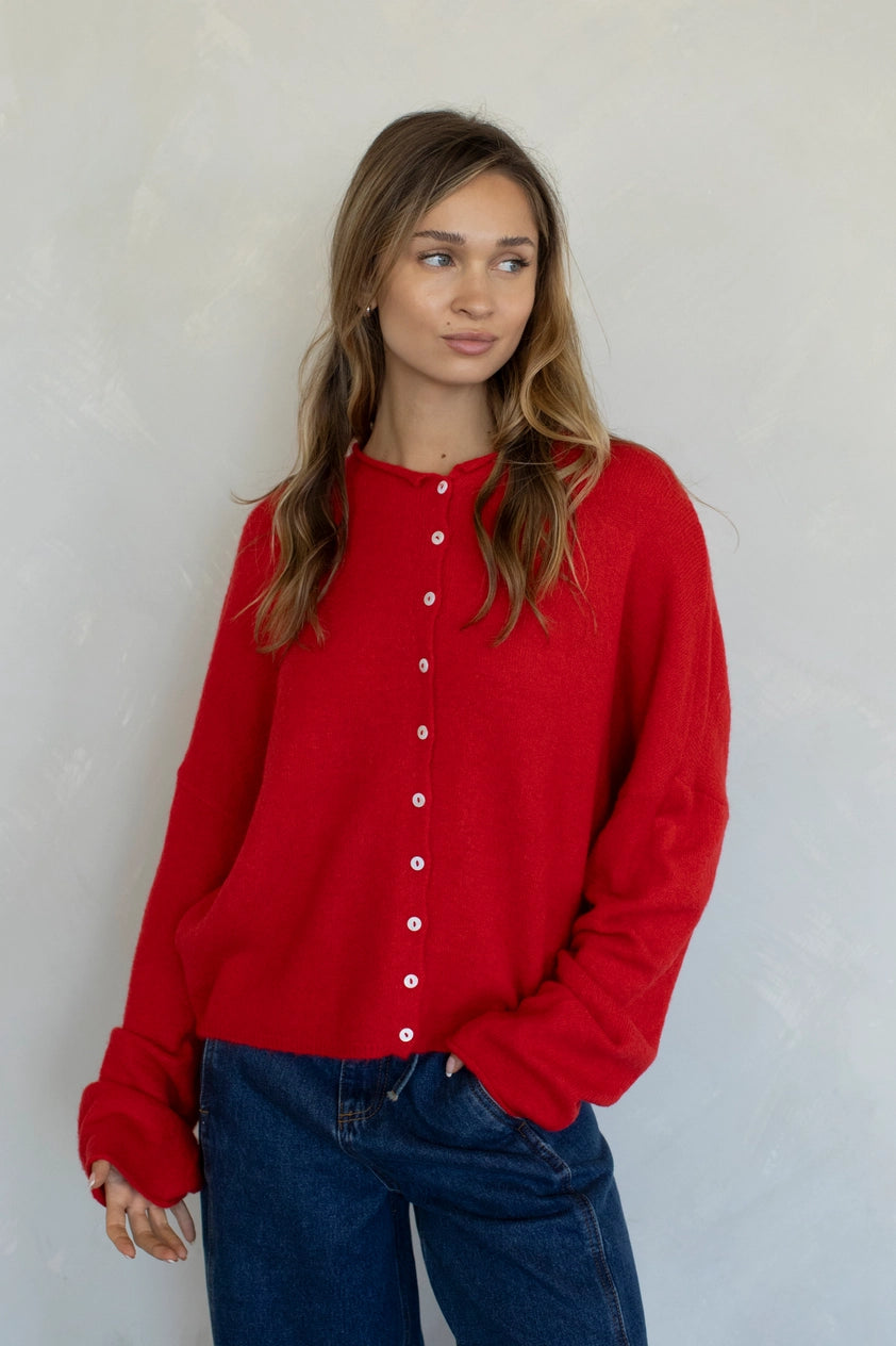 Tomato Red Piper Cardigan