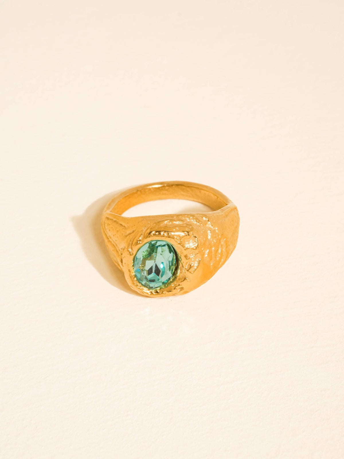 Frostine Blue CZ Signet Ring
